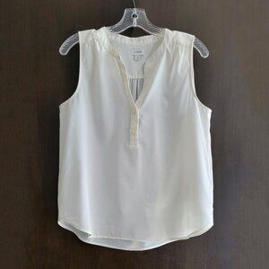 J.Crew Womens Sleeveless V-Neck Popover Blouse Top Off White -  Size S
